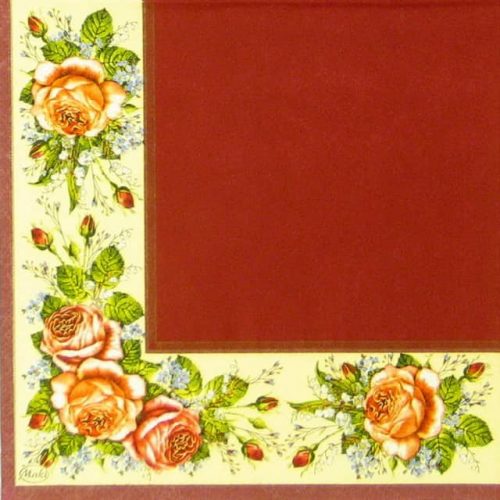 Paper Napkin - Rose Border Red