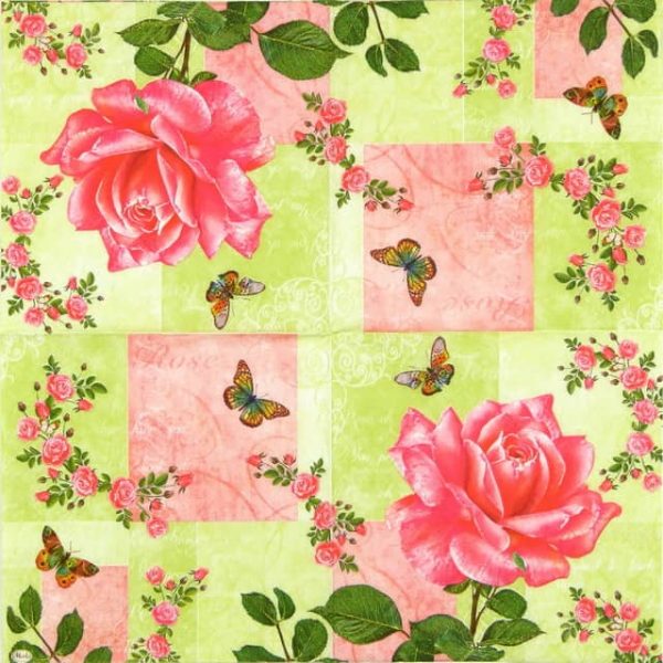 Paper Napkin - Rose garden green