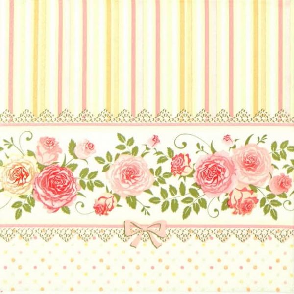 Paper Napkin - English Roses and Stripes