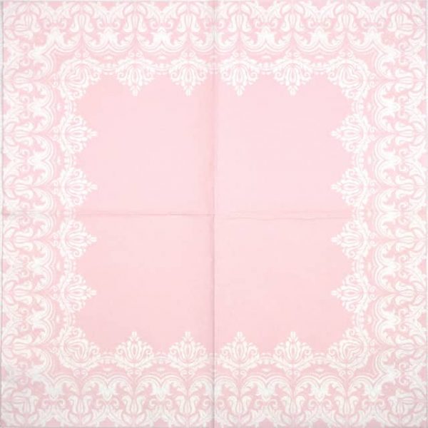Paper Napkin - Ornament Border Pink - Image 2