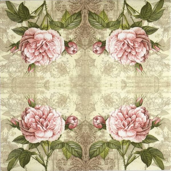 Paper Napkin - Vintage Rose with buds