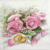 Lunch Napkins (20) - Wedding rings & pink roses