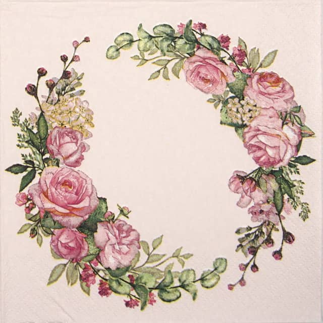 Paper Napkin - Wedding watercolour wreath