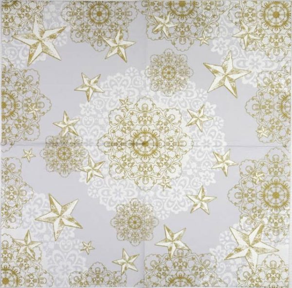 Paper Napkin - Star form gold-grey
