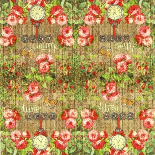 Paper Napkin autumn mood clock roses