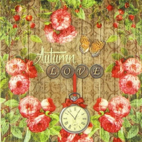 Paper Napkin autumn mood clock roses