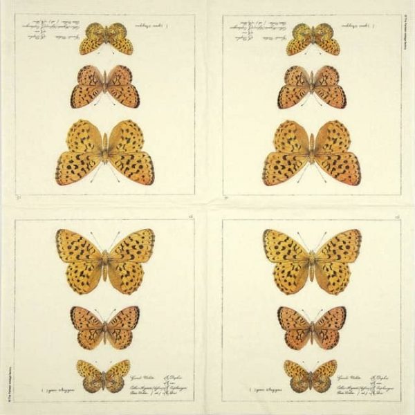 Lunch Napkins (20) - Parisian vintage factory: Papillons Antiques - Image 2