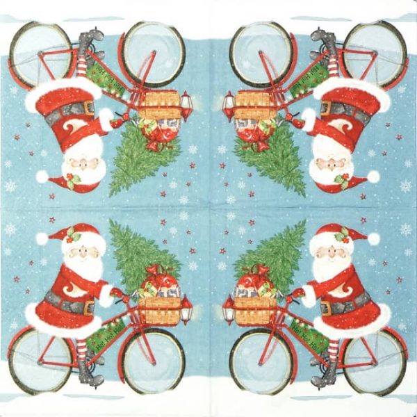 Paper Napkin - Santa on Bike