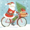 Paper Napkin - Santa on Bike