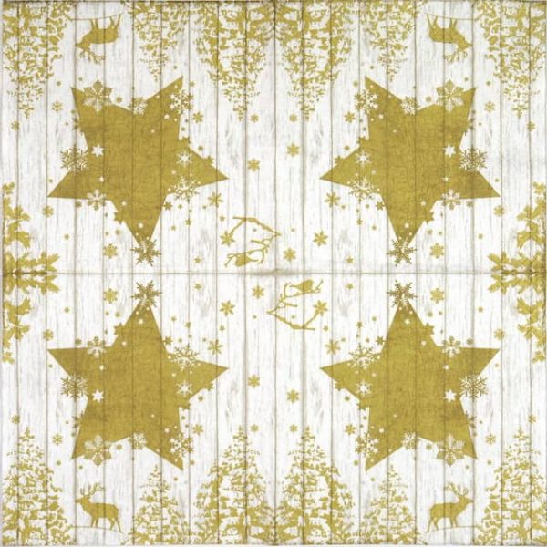 Paper Napkin - Winter Print Gold - Image 2