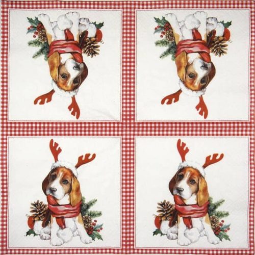 Paper Napkin - Santa dog_Paw_SDL013900