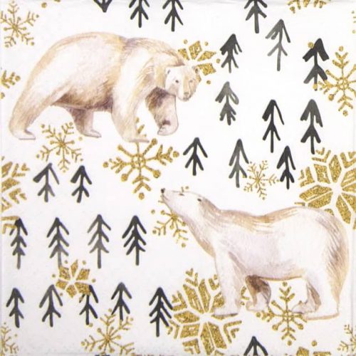 Paper Napkin - Glitter Polar Bears