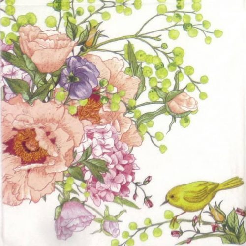 Paper Napkin - Bird on flower
