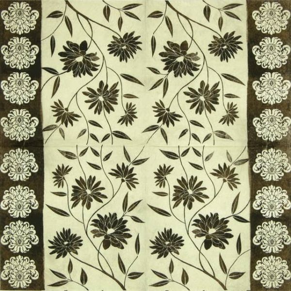 Lunch Napkins (20) - Flowery Decor Brown