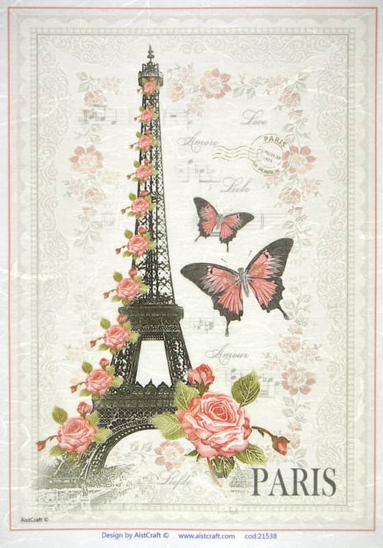 Rice Paper - Eiffel with roses