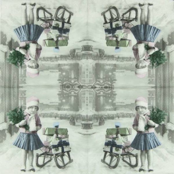 Paper Napkin - Girl with sled - Image 2