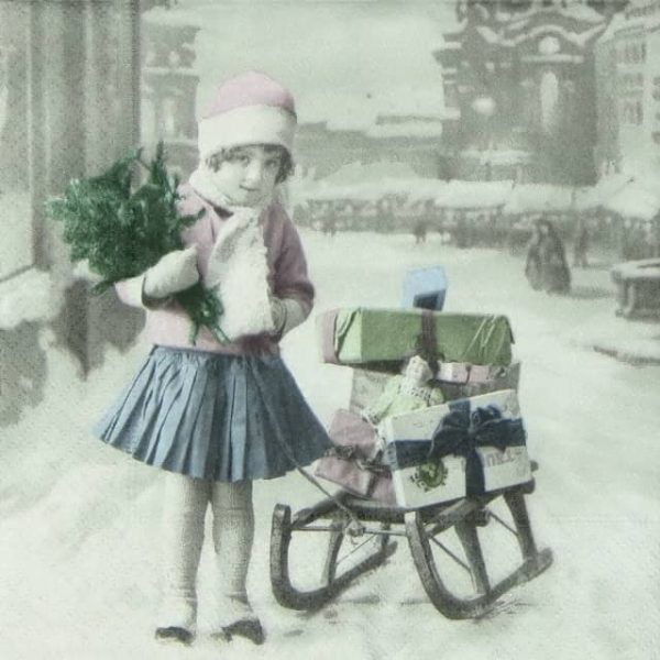 Lunch Napkins (20) - Girl with sled