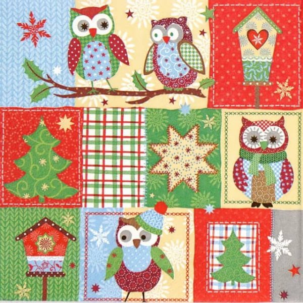 Paper Napkin - Owl Patchwork