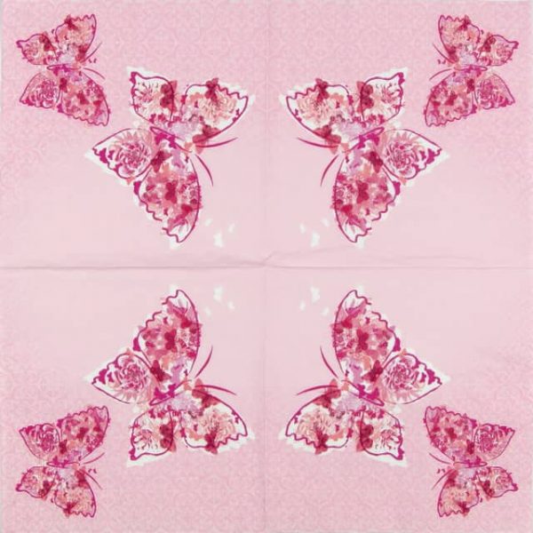 Lunch Napkins (20) - Papillons de Reve pink