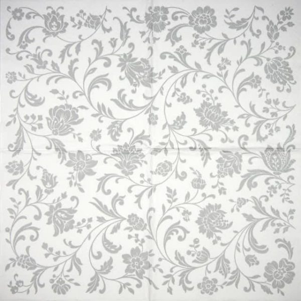 Cocktail Napkin - Arabesque silver-white