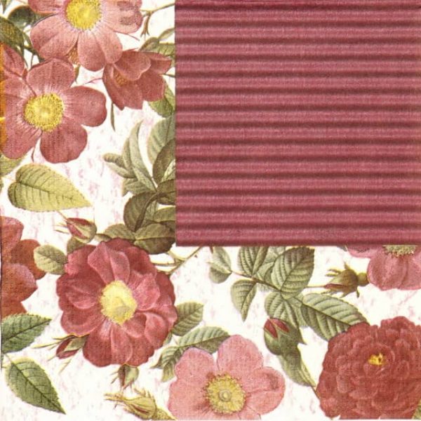Paper Napkin - Burgundy Flower Border
