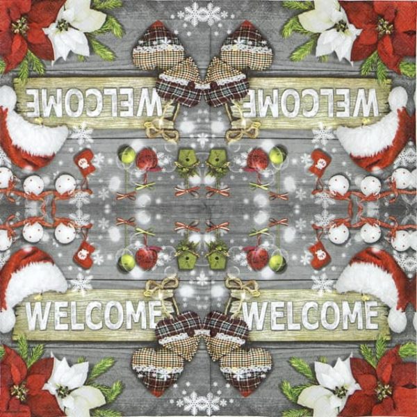 Lunch Napkins (20) - Welcome Santa grey