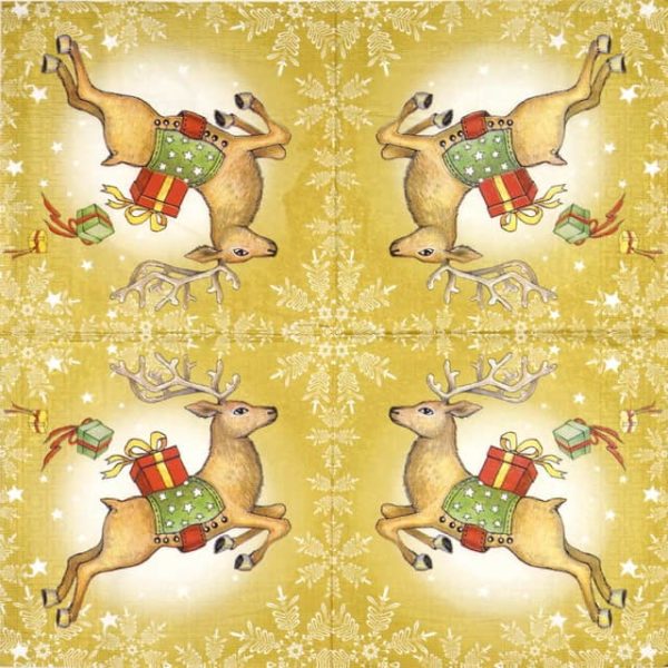 Paper Napkin - Flying Deer Gold