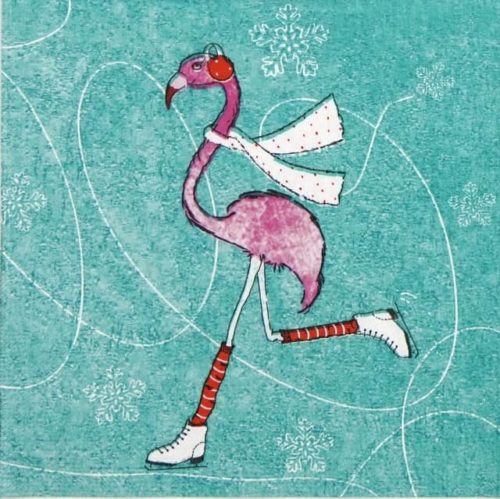 Paper Napkin - Wiebke Wichmann: Skating Flamingo