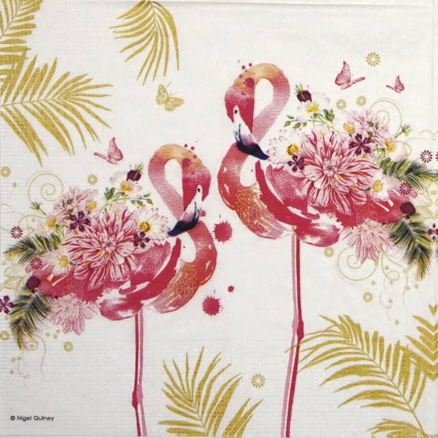Paper Napkin - Nigel Quiney - Floral Flamingos