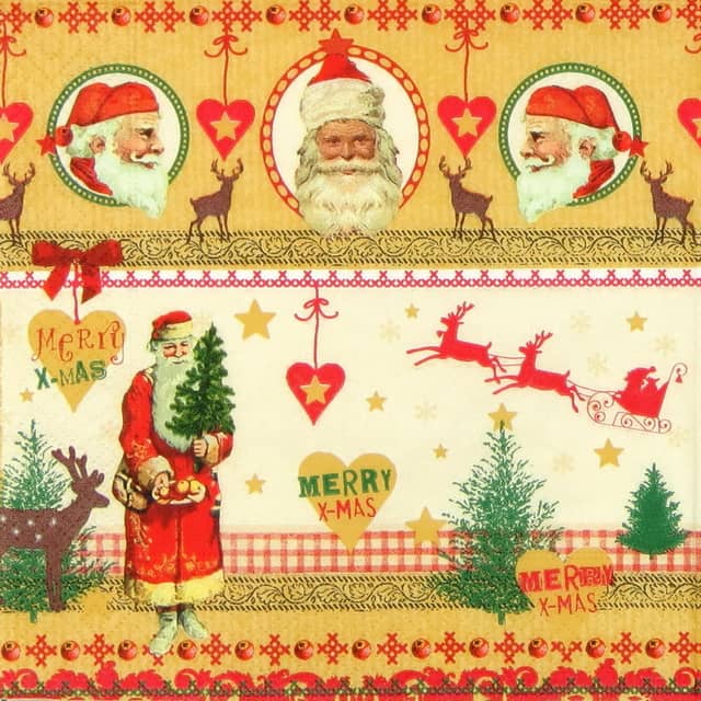 Paper Napkin - Pictures of Santa