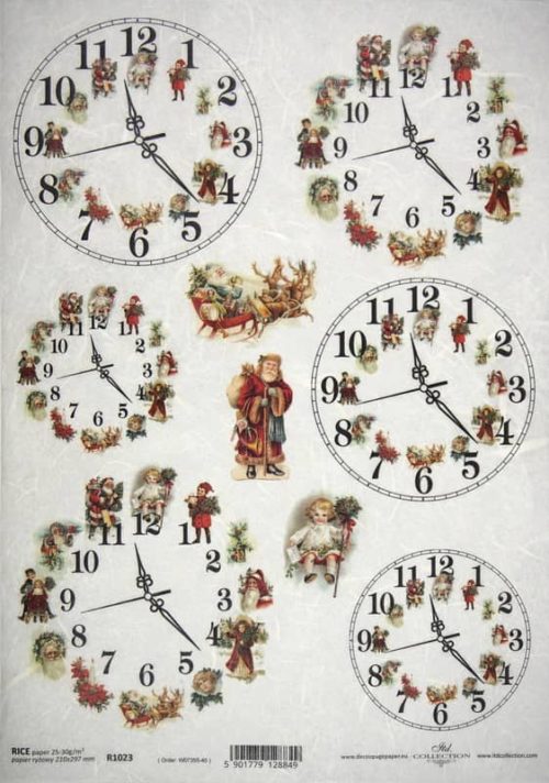Rice Paper - Christmas clocks - R1023