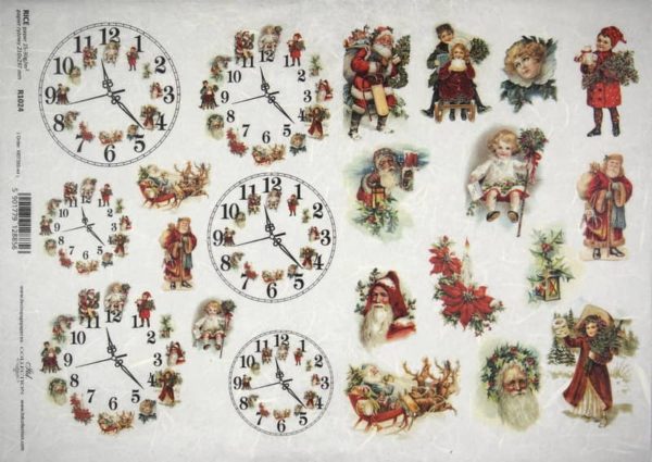 Rice Paper - Small Christmas clocks - R1024_ITD