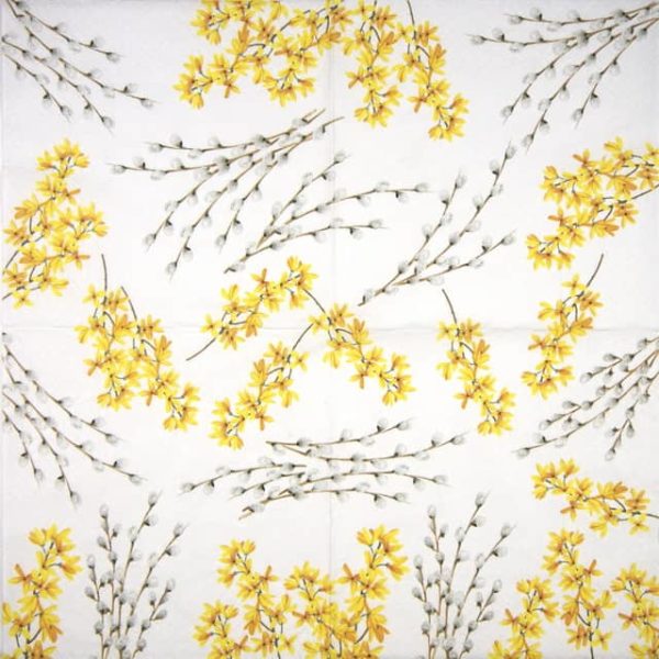 Paper Napkin - Catkins and Forsythia
