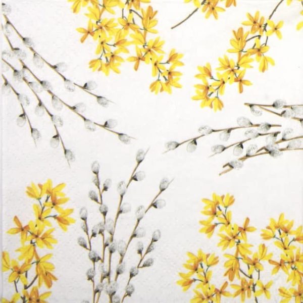 Paper Napkin - Catkins and Forsythia