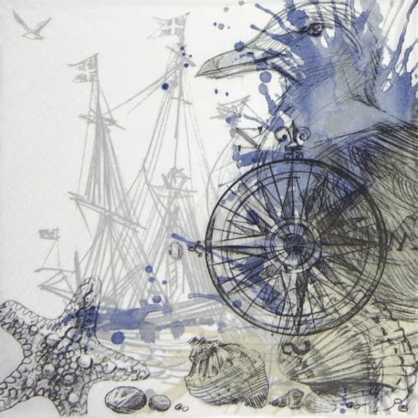 Paper Napkin - Vintage Marine Collage