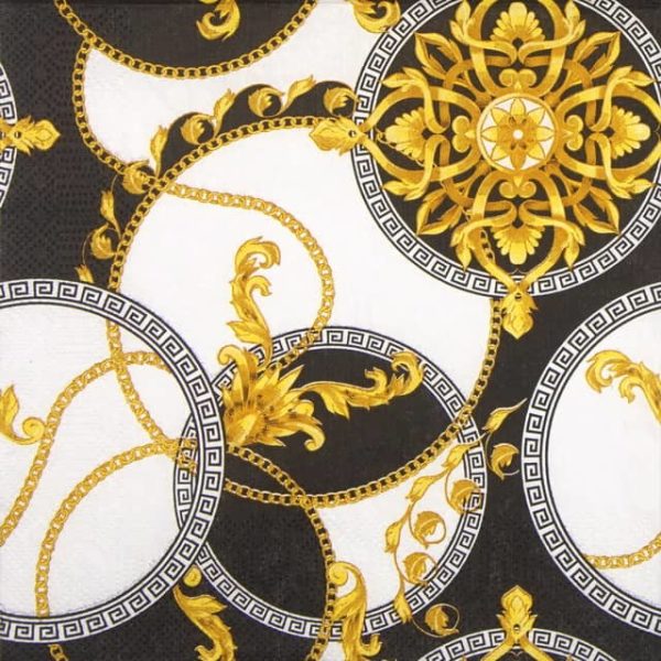 Paper Napkin - Golden Barocco Rosettes in Circles