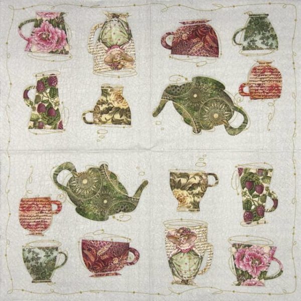 Lunch Napkins (20) - Tea Cups with a Teapot