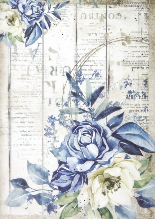 Rice Paper - Romantic Sea Dream blue flower - DFSA4560 - Stamperia