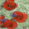 Lunch Napkins (20) - Painted poppies green