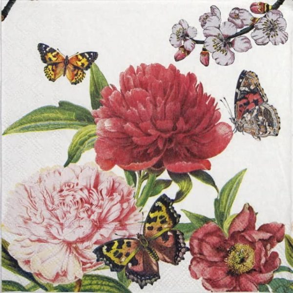 Cocktail Napkin - Peonien white