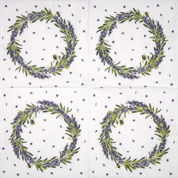 Cocktail Napkins (20) - Lavender Wreath