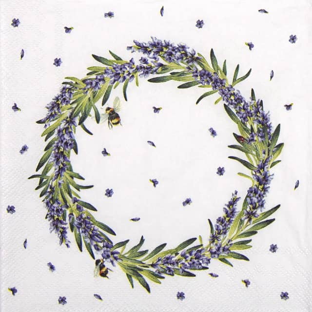 Cocktail Napkins (20) - Lavender Wreath