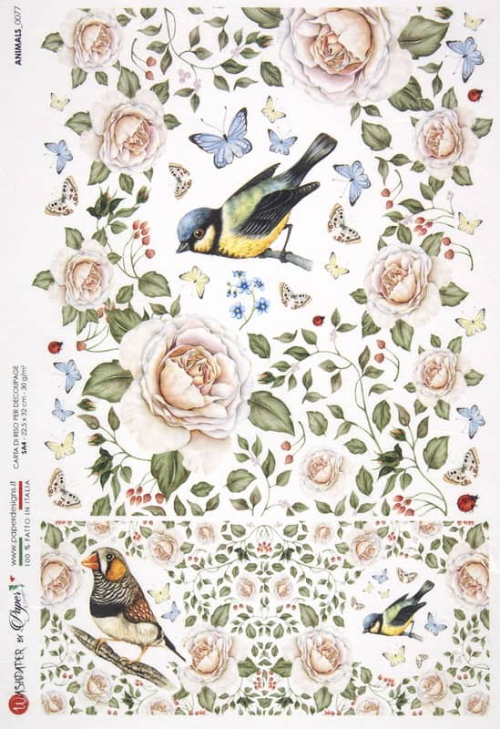 Rice Paper - Birds and Roses - 0077