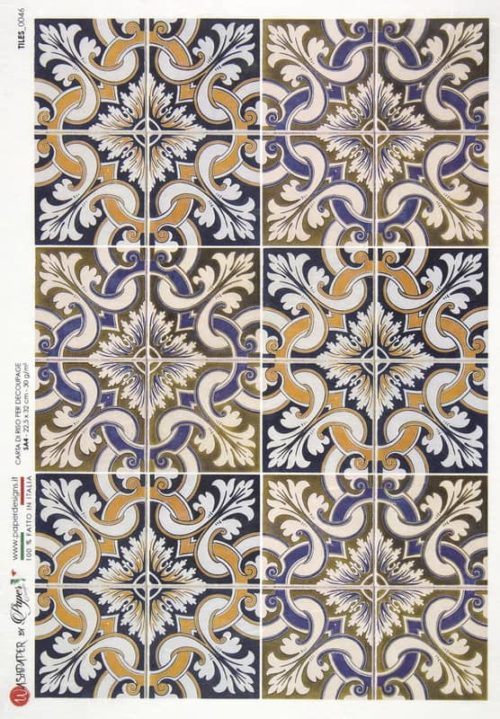Rice Paper - Orange Moroccan Tiles (22 x 32cm)