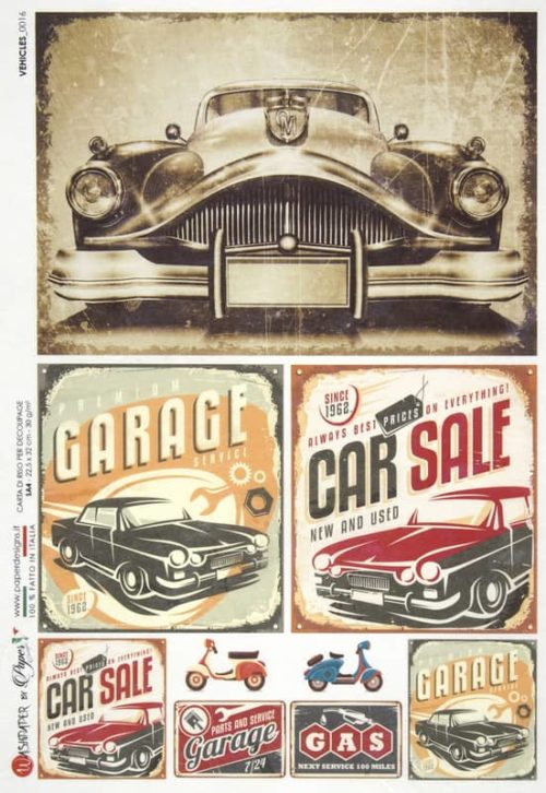 Rice Paper - Vintage Cars Labels (22 x 32cm)