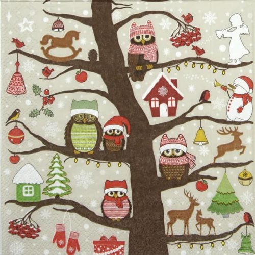 Lunch Napkins (20) - Christmas Owls