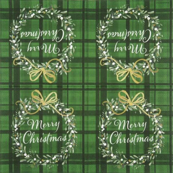 Cocktail Napkins (20) - Christmas Plaid Green