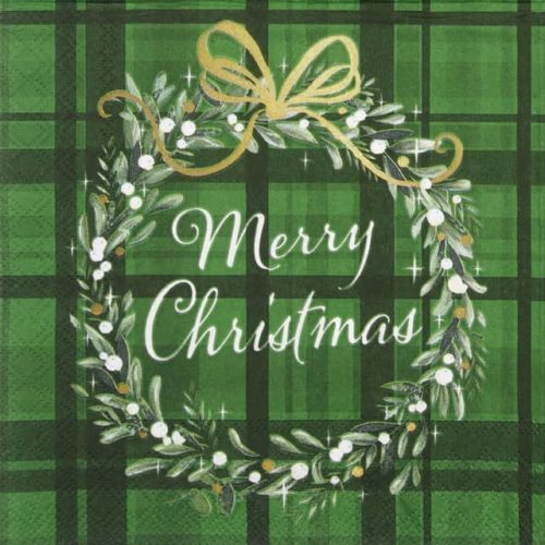 Cocktail Napkins (20) - Christmas Plaid Green