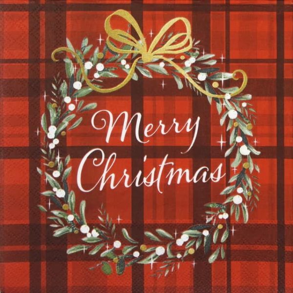 Cocktail Napkins (20) - Christmas Plaid Red