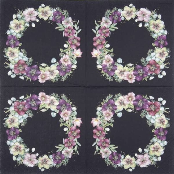 Paper Napkin - Christmas Rose Black - Image 2